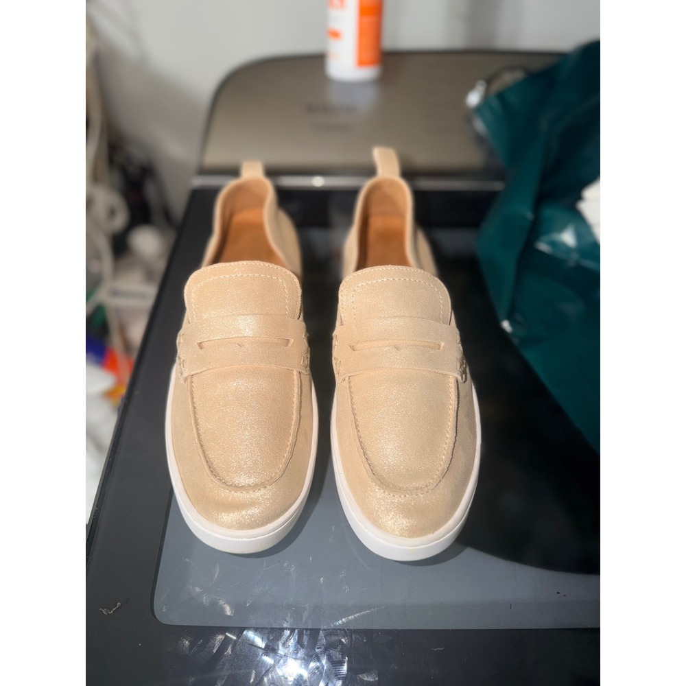 Vionic Kensley Loafers Women Size 9 Champagne Gold Good Shimmer Platform Penny